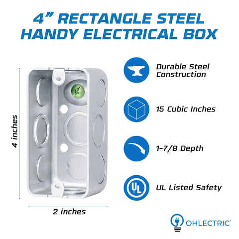 Built Like A Tank 4X2 Inch Galvanized Steel Junction Boxes 10 Pack Heavy Duty Metal Outlet Enclosures With Half And Three Quarter Inch Knockouts One Seven Eighth Inch Deep Hardcore Industrial Grade Electrical Fixtures