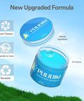 Premium Car Cleaning Gel And Detailing Slime Putty in blue container with natural ingredients label viewed from above.