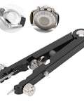 All-In-One Watch Spring Bar Removal Tool Set With Pliers And V Type Pins, shown with stainless steel pliers and close-up watch views