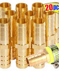 Brass Hose Fittings Set 6mm 8mm 10mm 12mm Straight Through Water Pipe Adapters For Garden Irrigation Leak Proof Easy Install 20 Pcs Durable Multi Size Connectors Fits Most Hoses Quick Connect Style, brass hose fittings with hose clamp