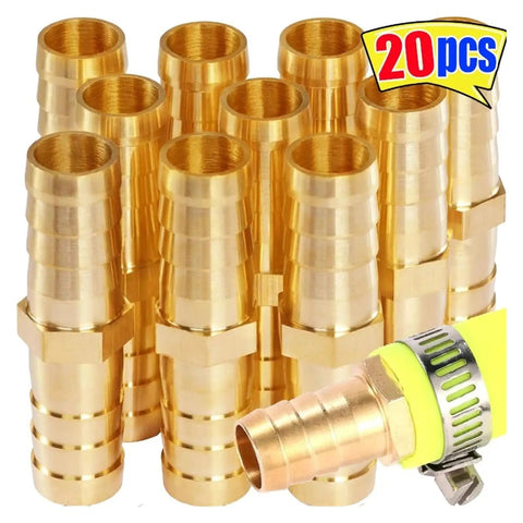 Brass Hose Fittings Set 6mm 8mm 10mm 12mm Straight Through Water Pipe Adapters For Garden Irrigation Leak Proof Easy Install 20 Pcs Durable Multi Size Connectors Fits Most Hoses Quick Connect Style, brass hose fittings with hose clamp
