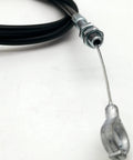Close-up of stainless throttle cable with fittings for go-kart, 71 inches, fits Predator 212cc, durable 304 steel, easy install.