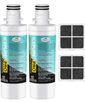 NSF 401 Certified Fridge Water Filter Replacement Kit 2 Pack with black filter pads visible