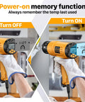 Powerful 1800W Heat Gun Kit With Large Digital LCD Display Variable Temperature From 122F To 1112F Memory Presets