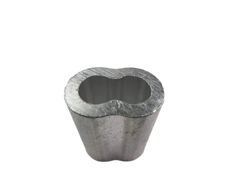 Badass Mil Spec Aluminum Swage Sleeves And Ferrule Clips For Seven Sixteenths Inch Oval Duplex Wire Rope Cable Crimping Loop Fixings Quick Install Heavy Duty Go To Gear Pack, close-up of swage sleeve.