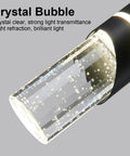 Close-up of Matte Black Mini Pendant Lights 3 Pack With Integrated 36W 4000K LED Bubble Crystal Dimmable Hanging Fixtures