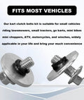 Badass 3/4 Inch Go Kart Clutch Bolt Kit With Lock Washers For Predator Engines rust resistant stainless steel fasteners for minibikes, two bolts angled view.