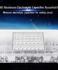 Complete Electrolytic Capacitors Assortment Kit With 400 Pieces from 1uF to 1000uF, labeled box, night sky background