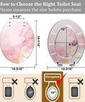 Elongated Toilet Seat Quiet Close Bathroom size measurement guide showing dimensions and fitting options.