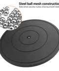 Heavy Duty Bonsai Turntable with Stainless Steel Ball Bearings, black surface and ball bearing mesh detail, 360 degree spin