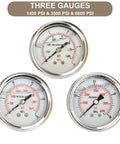 Hydraulic Nitrogen Accumulator Charging Kit With Seven Adapters And Three Analog Gauges For Easy Fill And Reliable Pressure Test System