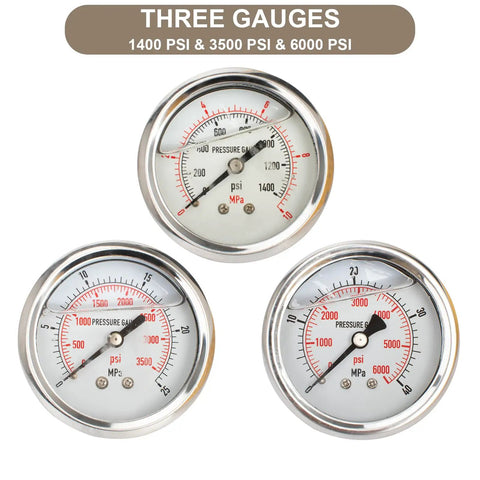 Hydraulic Nitrogen Accumulator Charging Kit With Seven Adapters And Three Analog Gauges For Easy Fill And Reliable Pressure Test System