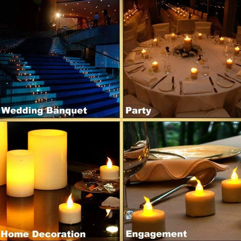 50 Pack Battery Powered Tea Lights LED Flickering Flameless Candles For Party Decor and Gift Ideas used at events