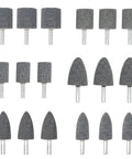 18 Piece Two Shape Head Mounted Stone Point Abrasive Grinding Wheel Bits Set With One Quarter Inch Six Millimeter Mandrel For Rotary Tools