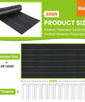 6x300ft Heavy Duty Weed Barrier Landscape Fabric 3.2oz Woven Geotextile Ground Cover with 20 Staples