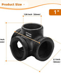 1 Inch Black Pipe Fittings 4 Way Side Outlet Tee Set Of Four Built Tough Malleable Cast Iron Threaded Fittings For Industrial Pipe Shelves Brackets And Vintage Industrial Furniture