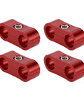Heavy Duty AN4 Hose Separator Clamps Red Aluminum Alloy Pipe Tube Line Adapter Bracket 4 Pack for auto fuel line use.
