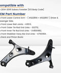 Subaru Forester Front End Suspension Kit With 12 Piece Lower Control Arms Ball Joint Sway Bar Link Outer And Inner Tie Rod End Boots Compatible With 2014 2015 2016 2017 2018 K622856 K622857, black front lower control arms