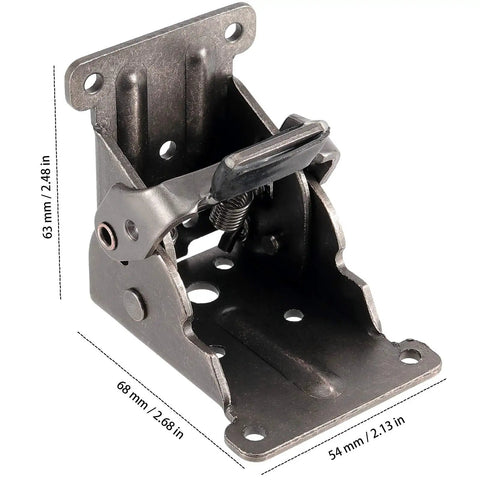 Premium Hella Sturdy Full 8 Pack Set Foldable Steel Brackets Heavy Duty Self Locking Hinges For Tables Beds Cabinets Standard 90 Degree Extension Supports With Secure Mounting Screws close-up of a heavy-duty steel bracket measuring 63x68x54 mm.