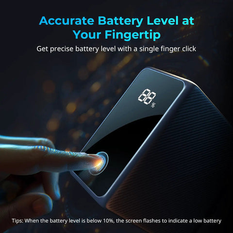 Close-up of digital display on 10500mAh NP-F970 Replacement Battery With PD 36W Fast Charging For Sony A7 IV A7V FX3 FX30 Canon R5