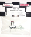 Red Momentary Push Button Switch For AC DC Power in packaging, includes heavy duty nylon crimp terminals, panel mount design visible