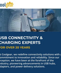 USB connectivity and charging experts at Coolgear, showcasing their technological expertise and innovation in the industry.