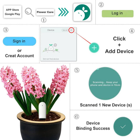 4 In 1 Soil Moisture Meter Plant Water Monitor With Bluetooth For Indoor Plants, Tracks Moisture Temperature Light And Fertility, Syncs With Flower Care And Mi Home Apps, Easy Hygrometer Sensor For Home Garden on potted plant