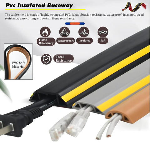 Heavy Duty Floor Cable Management Protector Tubing For Home Gym And Warehouse Cords, Non Slip Wire Hider Organizer Cover