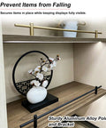 Straight Up Rock Solid Three Piece Metal Gallery Rails With Fresh Bronze Spindles And Heavy Duty Brackets For 22 Inch Replacement Shelf Guard Rods Tight Display Rack in use with decorative flowers.