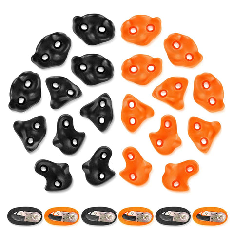 20 Ninja Tree Climbing Holds Kit With 6 Ratchet Straps For Outdoor Ninja Warrior Obstacle Course Training In Bright Orange And Black