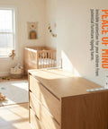 Heavy Duty Furniture Wall Anchors Rock Solid Baby Proofing Kit locks down dressers with white steel brackets in a nursery setting.