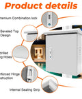 Tough As Nails Weatherproof Electrical Junction Box With Dual Slope Rain Guard smart ventilation slots, premium combination lock and beveled design.