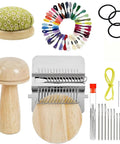 Complete Darning Kit With 14 Hook Mini Loom For Beginners Mushroom Patch Maker For Jeans And Socks Patch Repair Kit Includes Threads Needles Pin Cushion Crochet Hook Elastic Bands And Random Pattern Darning Accessories