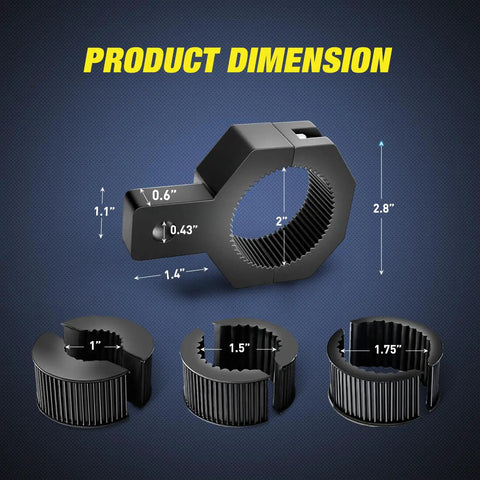 Dimensions of Four Pack Aluminum Mounting Bracket Kit For LED Off Road Light Bars Fits 1 Inch To 2 Inch Tubes Tube Clamp For Roof Roll Cage Holder