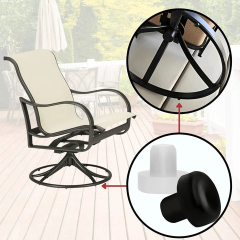 Patio Swivel Rocker Chair Floor Protectors One Half Inch Nylon Stem Bumpers 25 Pack Black For Outdoor Furniture Feet