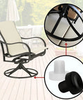 Silent Glide Swivel Rocker Chair Bumpers Built With Hella Durable Nylon Floor Protectors Featuring A Wide 1/2 Inch Foot And A Tight 1/4 Inch Stem To Keep Your Outdoor Setup Rolling Smooth In A Clean White 25 Pack, showing nylon bumpers and chair.