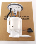 Genuine Oem Electric Fuel Pump For Toyota 77020 06121 with stainless steel housing on a branded Toyota box.
