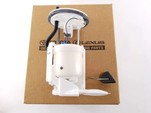 Genuine Oem Electric Fuel Pump For Toyota 77020 06121 with stainless steel housing on a branded Toyota box.