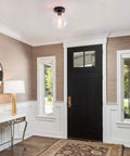Industrial Black Semi Flush Mount Ceiling Light With Clear Glass Shade for hallways and entryways, stylish and dimmable