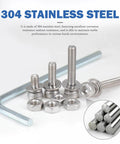 460 Piece Stainless Steel Bolt And Nut Kit With Washers For Metric Hardware M4 To M8 Includes Nuts Bolts Lock Washers