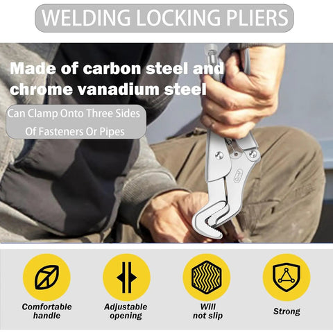 Person using 9 Inch Locking Vise Grip Plier With Nose Jaw For Sway Bar Link Removal Welding And Pipe Clip Repair Heavy Duty Vice Grips Pliers