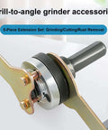 Close-up of a 10Pcs Electric Drill Angle Grinder Connecting Rod Set showing rotary driver shaft adapter and spanner.