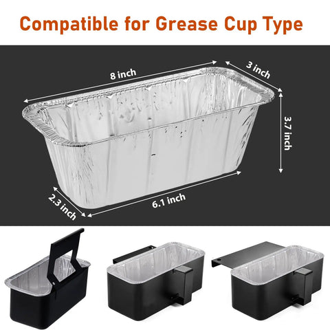 Grease Cup Liners For Blackstone Griddles 17 22 28 36 Inch Disposable Aluminum Drip Pan Liners dimensions and compatibility