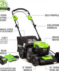 40V 21-Inch Self-Propelled Lawn Mower With Brushless Motor And Traction, 8-Inch Front Wheels Rear-Wheel Drive in green color