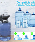USB Rechargeable Automatic Water Dispenser Pump For 1 To 5 Gallon Jugs, hands free, no spill, stainless steel intake shown installed