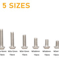 Heavy Duty M3 Button Head Torx T10 Security Screws Assortment Kit Solid 304 Stainless Steel in 5 sizes displayed.