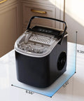 Countertop Ice Maker With Handle Delivers 9 Bullet Ice Cubes In 6 Minutes, Portable auto clean machine on kitchen counter