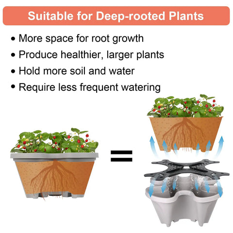 Five Tier Vertical Planter Tower With Wheels For Easy Mobility And Space Saving Indoor Outdoor Garden Pots root depth illustration