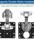 2 Pcs 90X90mm Cabinet Hinges Repair Plate Stainless Steel Black For Wooden Doors Kitchen Cupboards And Furniture Built To Last Hinge Repair Brackets With 6 Screws And Easy Install front view