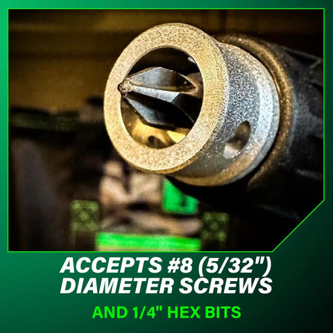 Close-up of 1/4" hex bit on Your Go-To 18V MultiVolt Cordless Drywall Screw Gun Kit With Collated Magazine, 0-5,000 RPM